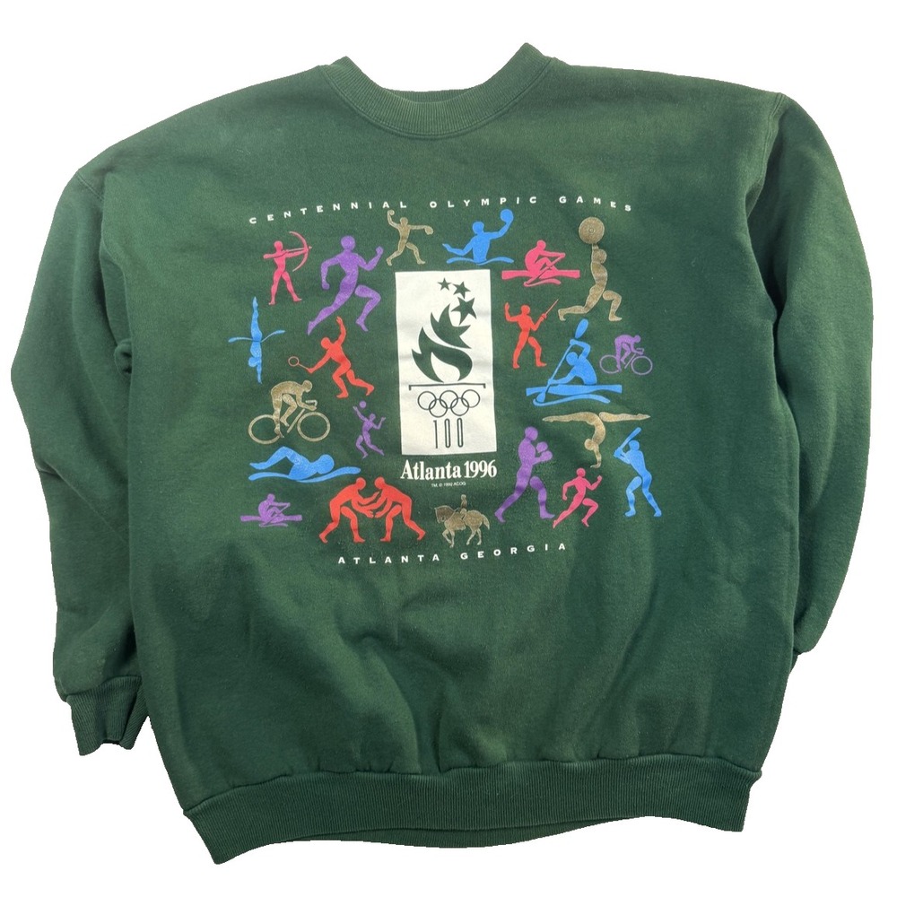 Vintage 1996 Atlanta 1996 Olympic Games Sweatshirt Mens L Green Sportcore